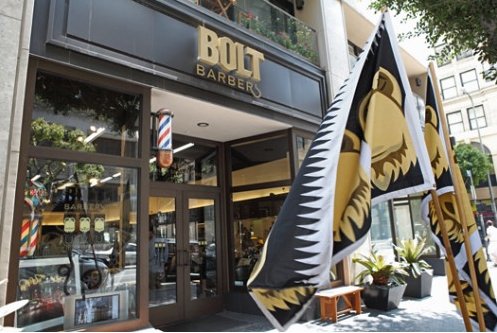 Bolt Barbers storefront on Spring Street DTLA